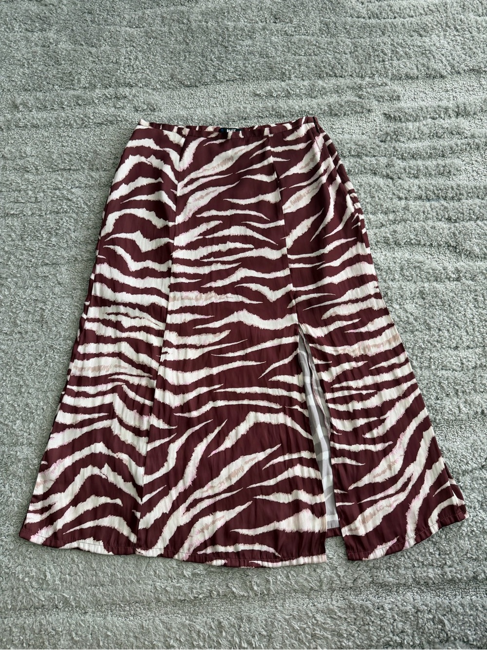 EUC Paige Size 4 Chocolate Satin Zebra Midi Skirt
